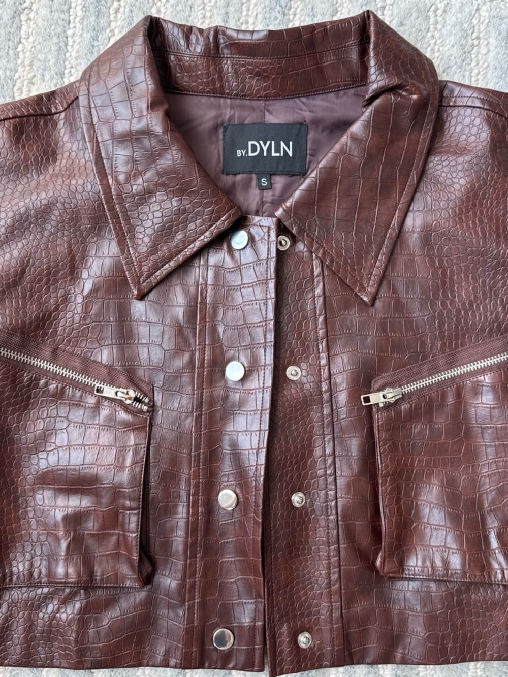 Brown Cropped Leather Jacket